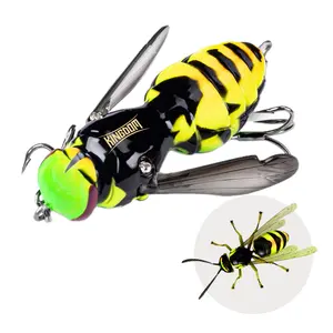Realistic Topwater Wasp Crawling Fishing Lures Insect Design Noisy Splash Action Floating for Bass and Trout Fishing Anglers, Wasp Lure