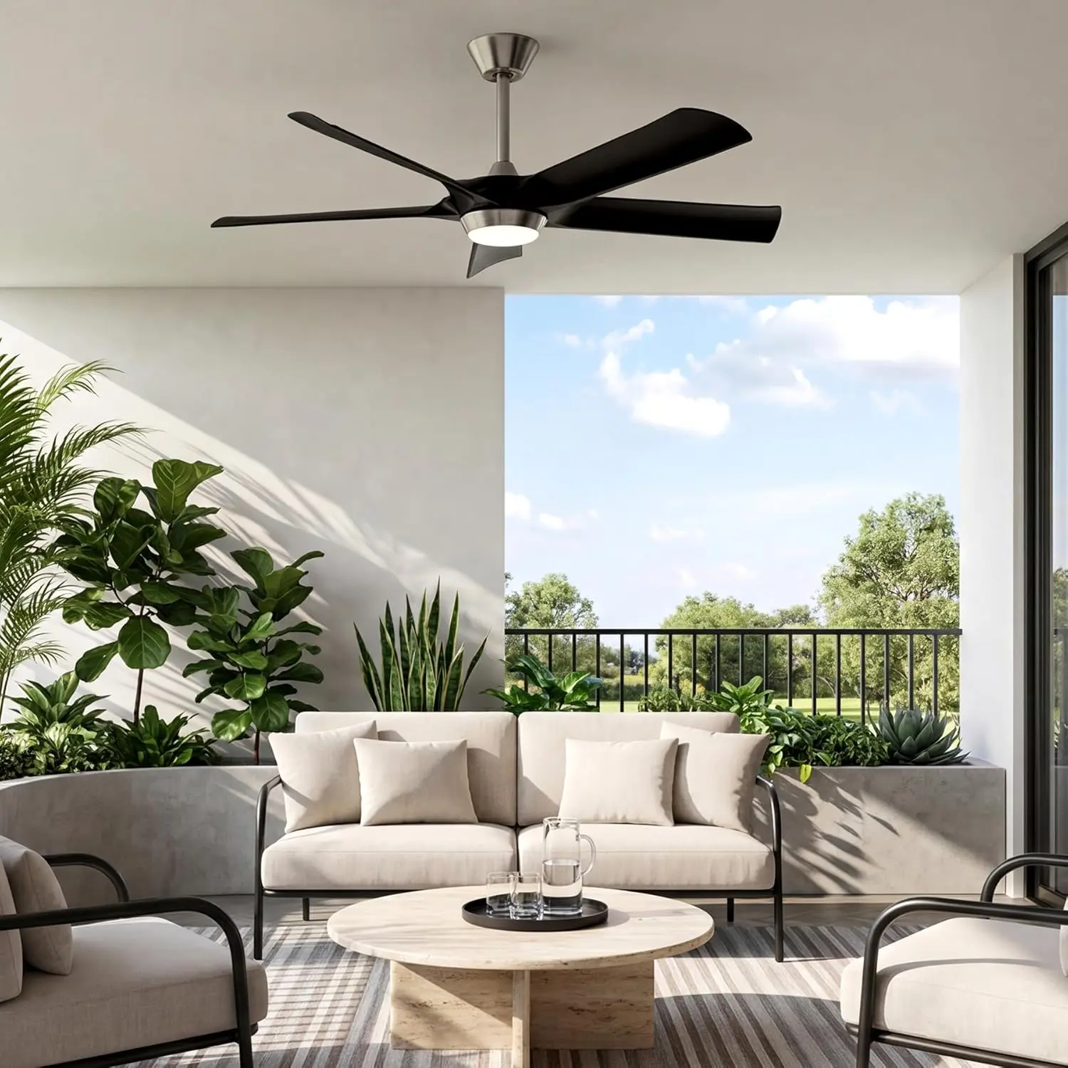 Tribesigns 52" Modern Ceiling Fan with Light Remote Control, Dimmable LED Reversible Fan Light, Quiet DC Motor 5-Blade Smart Ceiling Fan for Living Room, Bedroom, Kitchen, Farmhouse homedecor