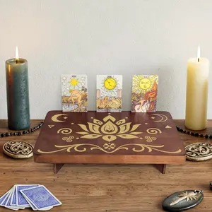 FNYDOX Tree of Life Altar Table with Tarot Card Holder Small Wooden Meditation Table Aesthetic Alter Witchcraft Supplies Witchy Home Decor Wiccan Tools Pagan Altar Witch Decor