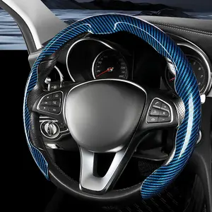 Car Steering Wheel Cover, Carbon Fiber Pattern Non-slip Elastic Car Steering Wheel Cover, Car Interior Decoration Accessories for Women & Men, Automotive Car Steering Wheel Insert Accessories, Car Interior Kit, Steering Wheel Protector