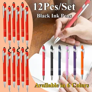 12 Pcs Black Ink Ballpoint Pen with Stylus Tip,1.0 mm Metal Pen Stylus Pen for Touch Screens,2 in 1 Thank You Pen Gift for Friends,Colleagues,Coworker,Office,Family,Computer&Office Equipment