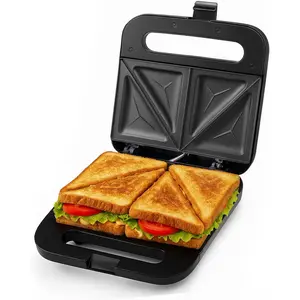 Electric Sandwich Maker with Non-Stick Plates, Indicator Lights, Cool Touch Handle, Easy to Clean and Store, Perfect for Cooking Breakfast, Grilled Cheese, Tuna Melts and Snacks, Black GPS401B