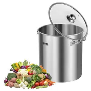 VEVOR Stainless Steel Stockpot, 54L Large Cooking Pots, Cookware Sauce Pot with Basket, Lid, and Handle, Heavy Duty Commercial Grade Stock Pot, Sanding Treatment, for Large Groups Events SilverVEVOR Super Brand Day