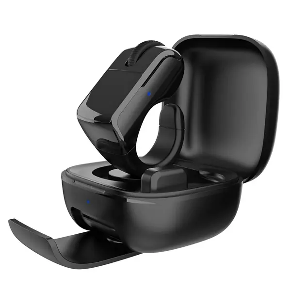 D06 Unisex Portable Magnetic Waterproof Rechargeable Digital Ring Mouse - Bluetooth/2.4G Wireless Air Mouse with TPU Touchpad, Smartphone Selfie Clicker, Remote Control, Android Phone Accessory Compatible with Mobile/Tablet/Computer for Content Creators