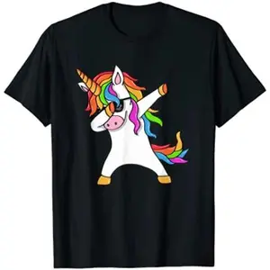 Deja Clark Boys' Classic Cotton Digital Print Unicorn T-Shirt - New, Casual, Short-Sleeve, Round-Neck Sports Top, Dancing Unicorn Statement Piece