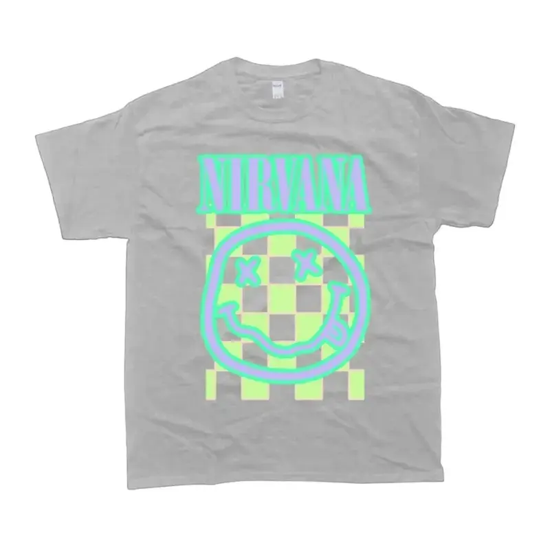 Blue Nirvana Smiley graphic tee on Oversized Women, Unisex Tshirt, Men's Clohtes, Women's Clothes, Cotton Menswear Womenswear Cotton