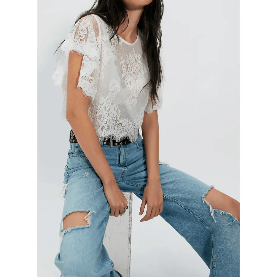 LUNAR ASH LACE TOP BY FREE PEOPLE