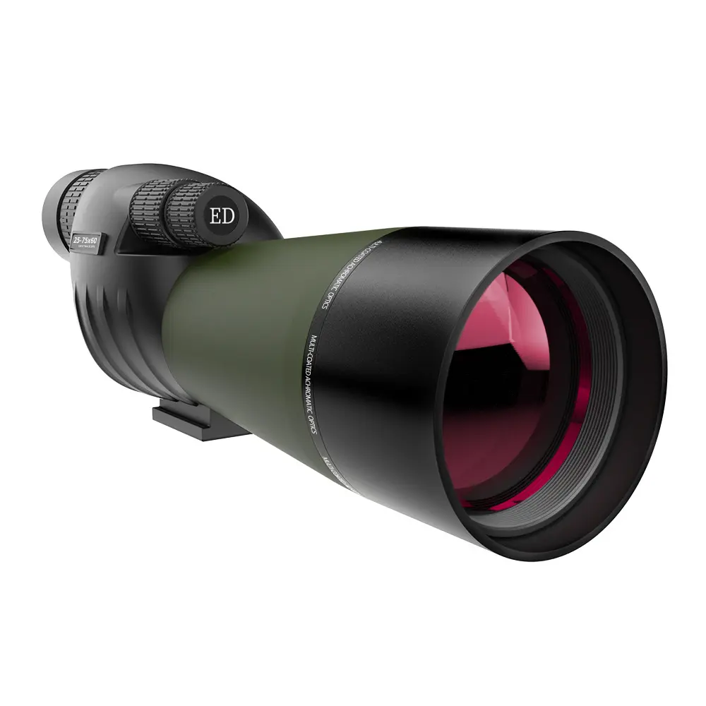 HD Outdoor Monocular, 25-75X60 Magnification Hunting Scope with Green Right Angle Design for Birdwatching, High-Definition