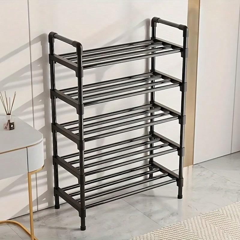 TAIMASI 1pc Multi-Layer Shoe Rack, Black Shoe Storage Stand, Simple Household Shoe Storage And Organization, Multifunctional Storage Shelf, Space Saving Shoe Rack, Suitable For Doorway, Bedroom, Corridor