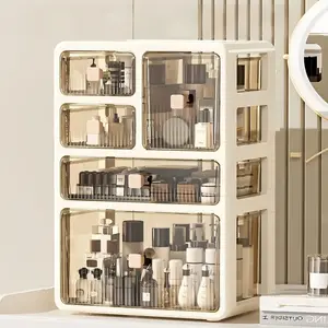 Cosmetic Storage Box Drawer Type, Makeup Organizer Cabinet for Desktop, Luxurious Multi-Layer Office Shelf, Skincare Display Rack