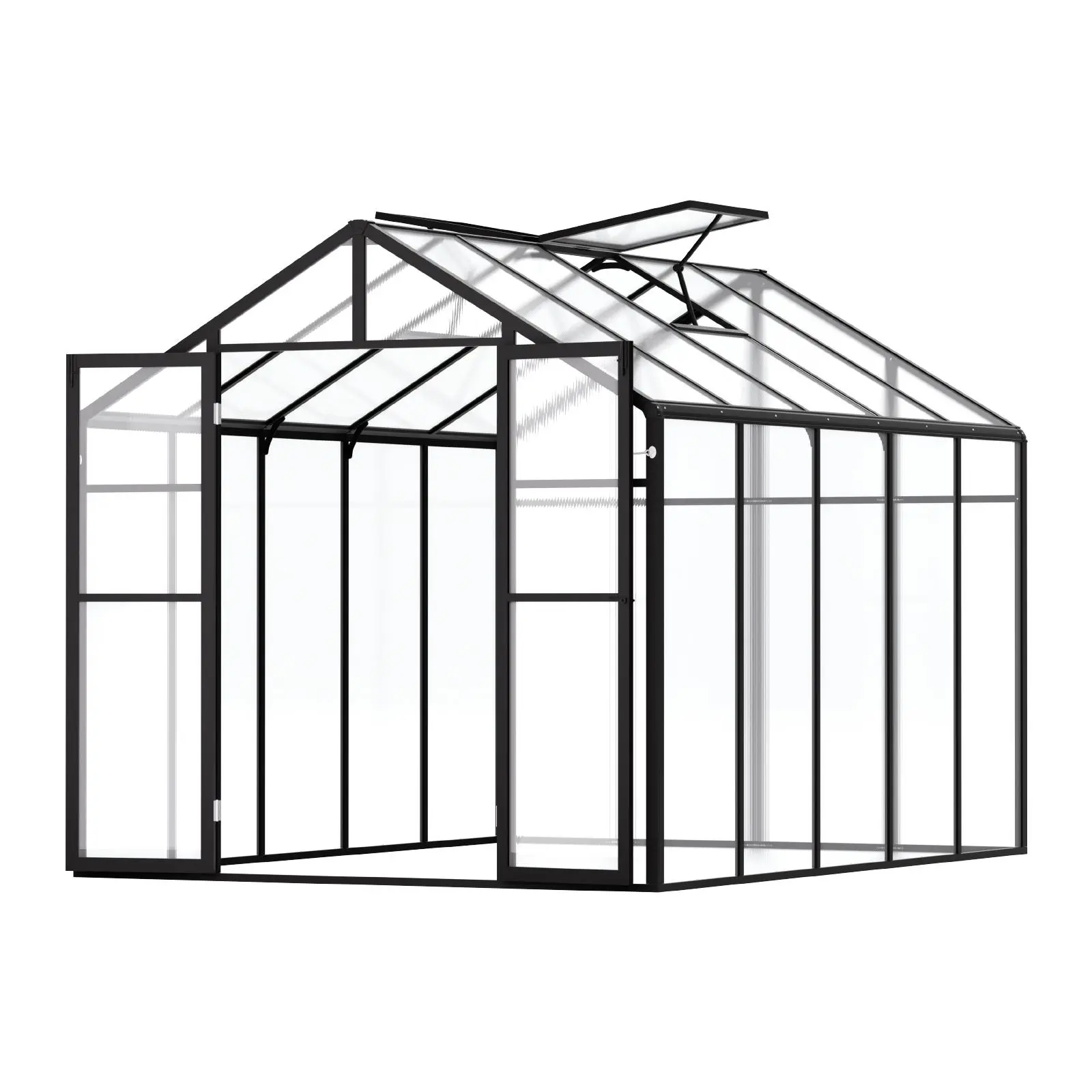 【Summerfinds】VEVOR Polycarbonate Greenhouse 8 x 10 FtOutdoor Greenhouse with 2 Vent WindowsPavilion Styled Greenhouse with Hinged DoorAluminum Large Walk-in Greenhouse Kit for Outside Garden Backyard