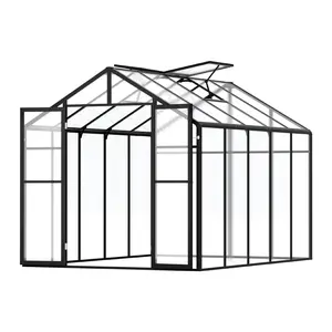 VEVOR Polycarbonate Greenhouse,  8 x 10 Ft, Outdoor Greenhouse with 2 Vent Windows, Pavilion Styled Greenhouse with Hinged Door, Aluminum Large Walk-in Greenhouse Kit for Outside Garden Backyard