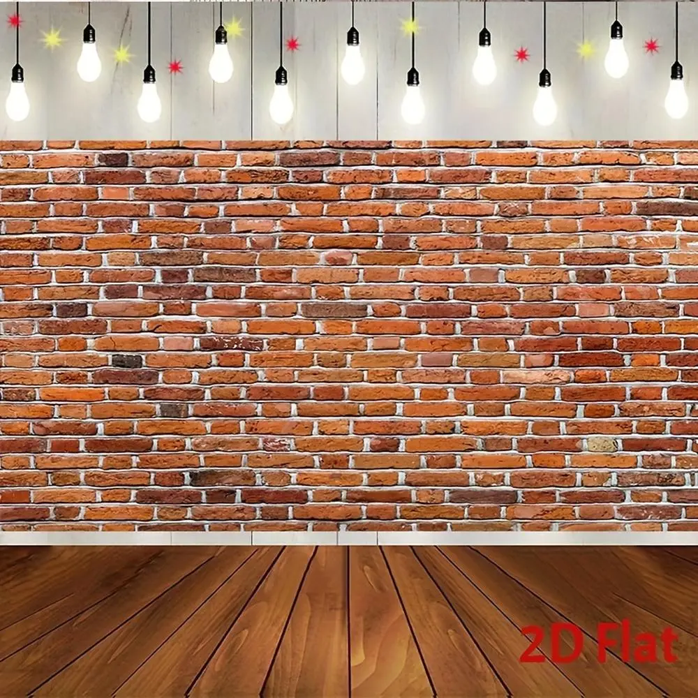 1pc 2D Flat Brick Print Fabric Wall Hanging Backdrop Banner, Red Brick Decor, Party Decoration Supplies for Birthday, Home Fireplace Decor,summerwins