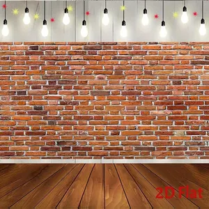1pc 2D Flat party backdrop banner Red Brick Wall Backdrop Fabric Brick Backdrop Background Wallpaper Fireplace Home Decoration Wedding Party Ornaments