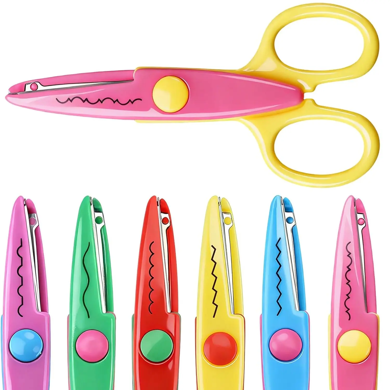 6pcs Craft Scissors Set, Decorative Edges for Scrapbooking & School Crafts, Fancy Scissors with Stamp, Zigzag, Castle, Scallop, Ripple Designs, Cutting Supplies, Craft Cutting Tool