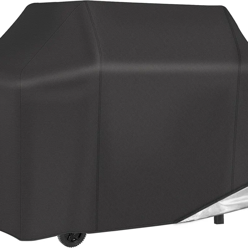 NEXCOVER 55-Inch Polyester Outdoor Dust Cover - Waterproof, Fade-Resistant, Lightweight Rain Cover with Drawstring Hem, Portable, Fits Weber/Brinkmann/Nexgrill Gas Grills, Black Home Care Accessory for Grill Protection, 4th of July Use, Extends Lifespan