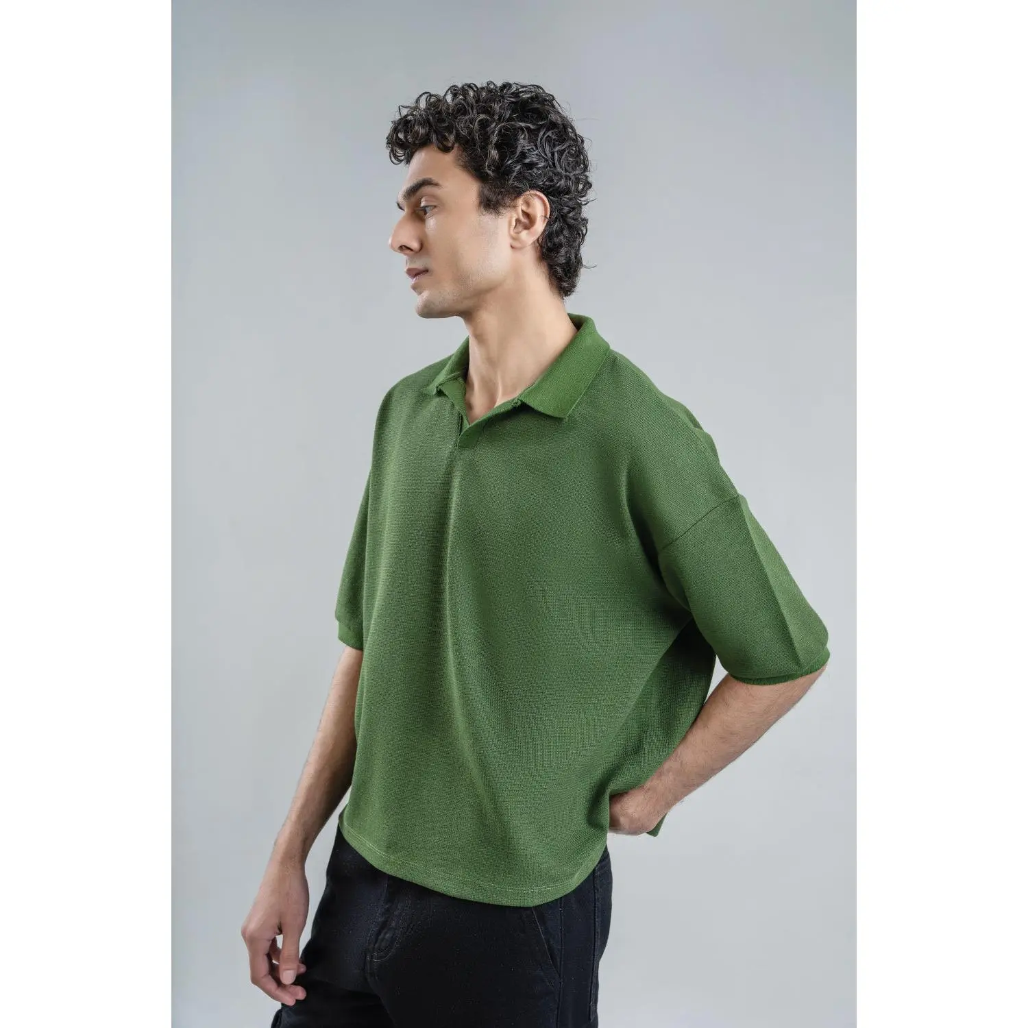 Jacquard Cropped Polo T-shirt