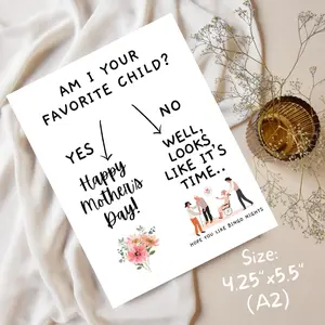 Am I Your Favorite Child?, Funny Mother's Day Card, Nursing Home Humor, Sibling Rivalry Card for Mom, Handmade
