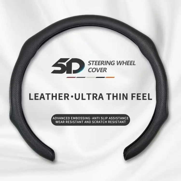 2026 New Premium Nappa Leather Steering Wheel Cover - Non-Slip, Breathable, Ultra-Thin, 4-Season Universal Car Fit, Quick Install, Decorative Protector, Sporty Design, Compatible with Outdoorfun Camping Essentials
