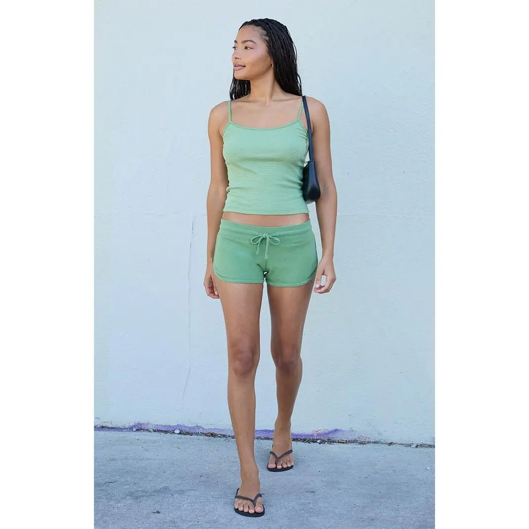 John Galt Women's Green Marcie Curved Sweat Shorts