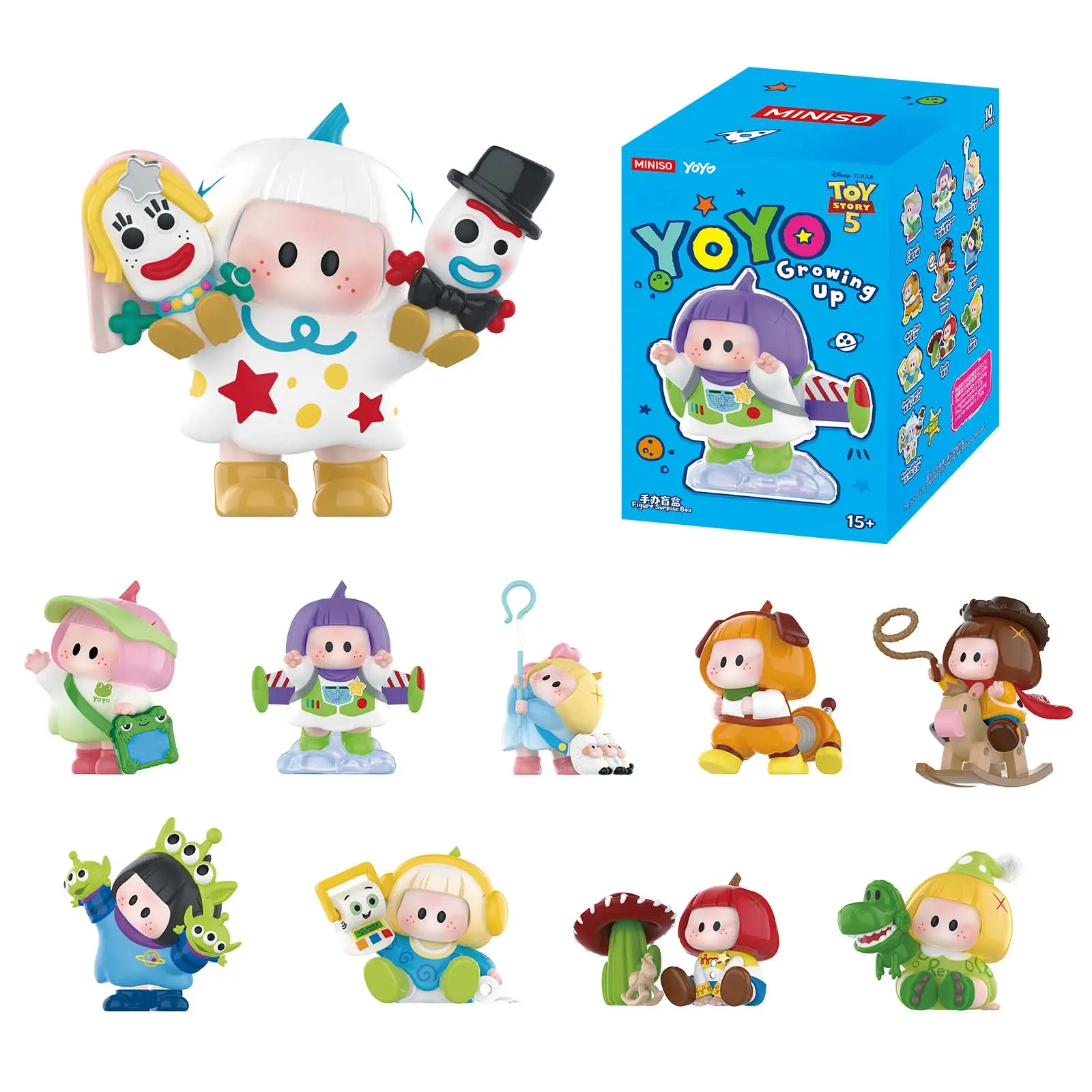 MINISO YOYO x Toy Story 5 "Growing Up With You" Plastic Blind Box - Blindbags, Collectible Blind Pack, Random Pack, Cute Figurines/Ornaments for Toy Unboxing (Buzz, Woody, Alien, Bo Peep, Slinky Dog, Rex, Lotso) - Ideal Birthday Gift for Fans
