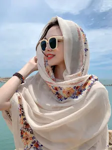 Elegant Floral Scarf Shawl for Women, Multi-Functional Head Scarf for Outdoor Use, Perfect Beach Wrap and Mother's Day Accessory