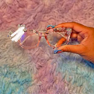 Blinged Out Glasses with Sparkling Decorations and Clear Lenses Blinged Out Glasses