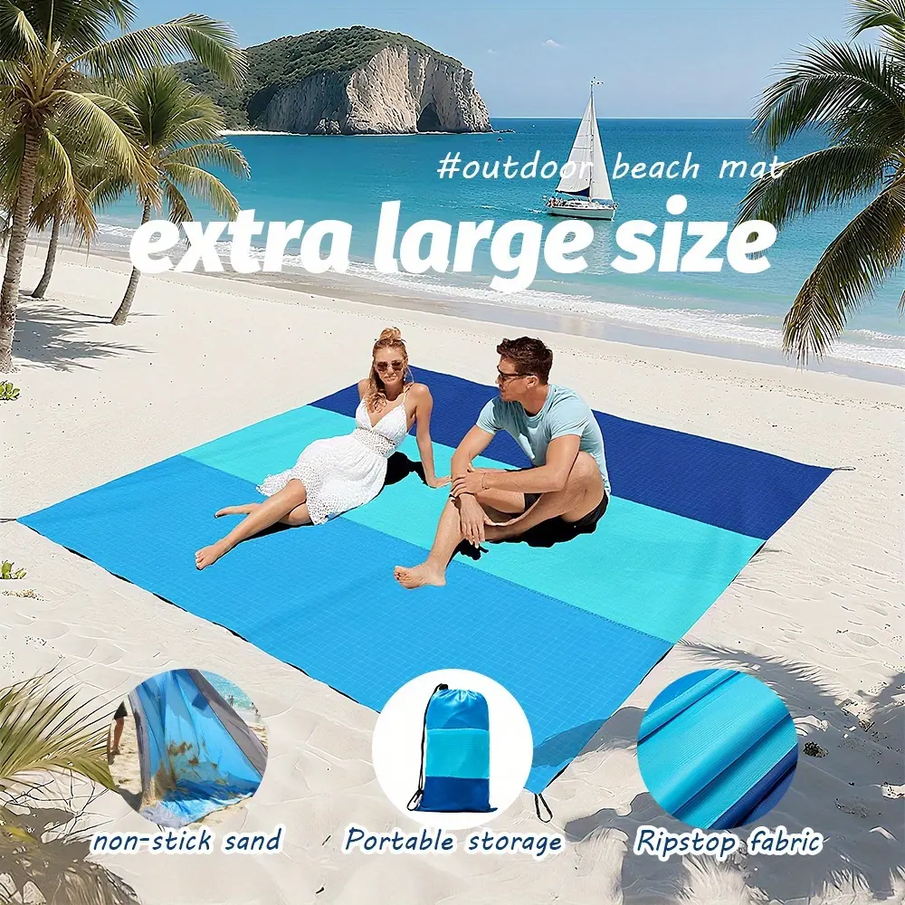 Color Block Oversized Beach Towel - Waterproof Quick-Dry Towel (140*200cm/200*210cm) for Beach, Outdoor, Pool & Vacation Beach Mat Portable Storage