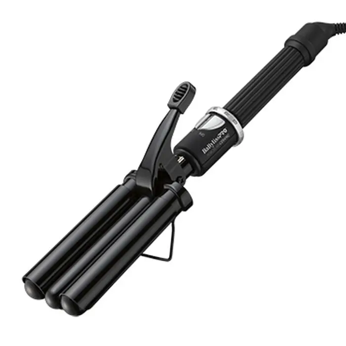 Conair BabylissPRO Triple Porcelain Ceramic Barrel Waver, Even Heat Distribution Styler for Smooth Beachy Waves, 25 Heat Settings Up to 430°F, Wavy Hair Styling Tool, Barrel Curling Irons, Ceramic Hair Iron, Double Barrel Waver Curlers & Straighteners