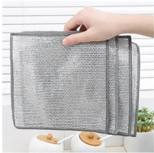 10Pcs Multipurpose Wire Dishwashing Rags, Non-Scratch Metal Cleaning Cloth for Kitchen, Dishes, Sink, Counter, Wet & Dry Use