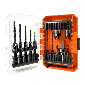 15-Piece Countersink Drill Bit Set, Tapered Drill Bits with Wood Plug Cutters, 1/4" Hex Shank Quick-Change Woodworking Tools for Professional Woodworking, DIY Projects, with Portable Storage Box