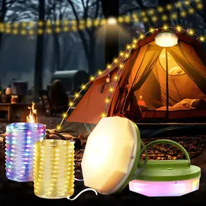 Camping String Lights USB Rechargeable Portable Tent Light with Press Button Control Ideal for Holidays Courtyards Gardens