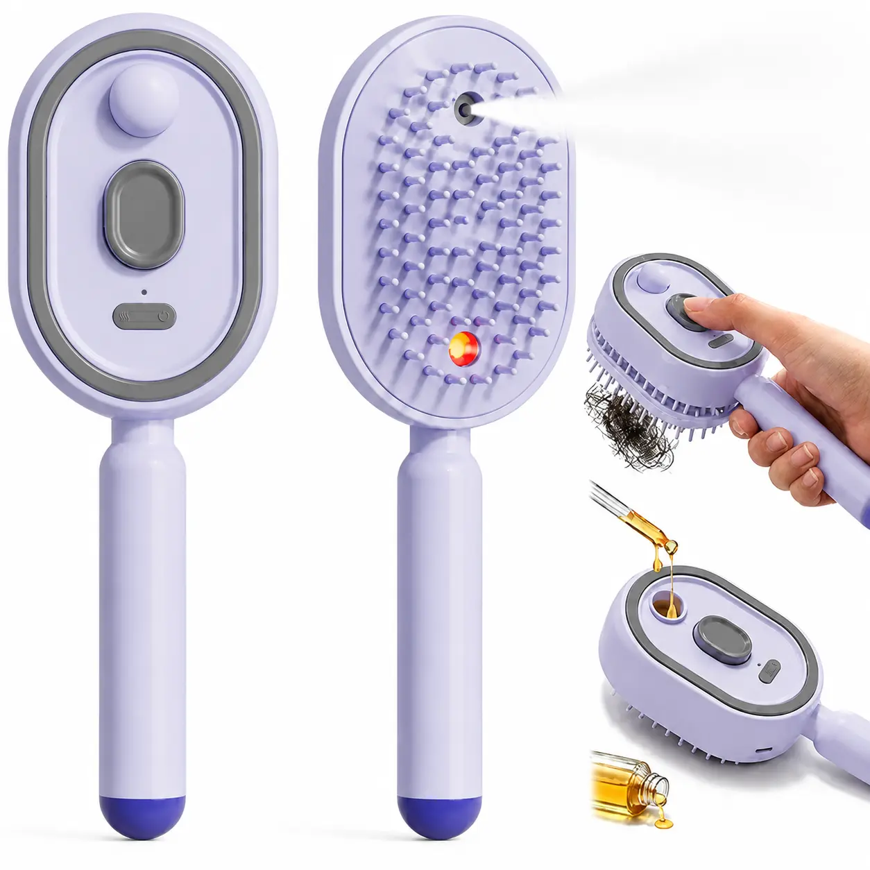 Multifunctional Air Cushion Hair Brush, 2026 New Electric Spray Massage Comb with Self-Cleaning, Preventing Drying and Tangling, Anti-Static, Soothing, Volumizing, Portable Hair Care & Styling Tool for Home & Travel