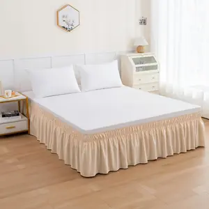 Elegant Comfort Ruffle Bed Skirt - 16-Inch Drop Elastic Bed Wrap for Effortless Style and Coverage