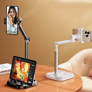 360 Rotating Desktop Phone Holder, Adjustable Live Streaming Stand, Aluminum Alloy Material, Selfie Accessories, Lazy Bracket, Tablet Stand