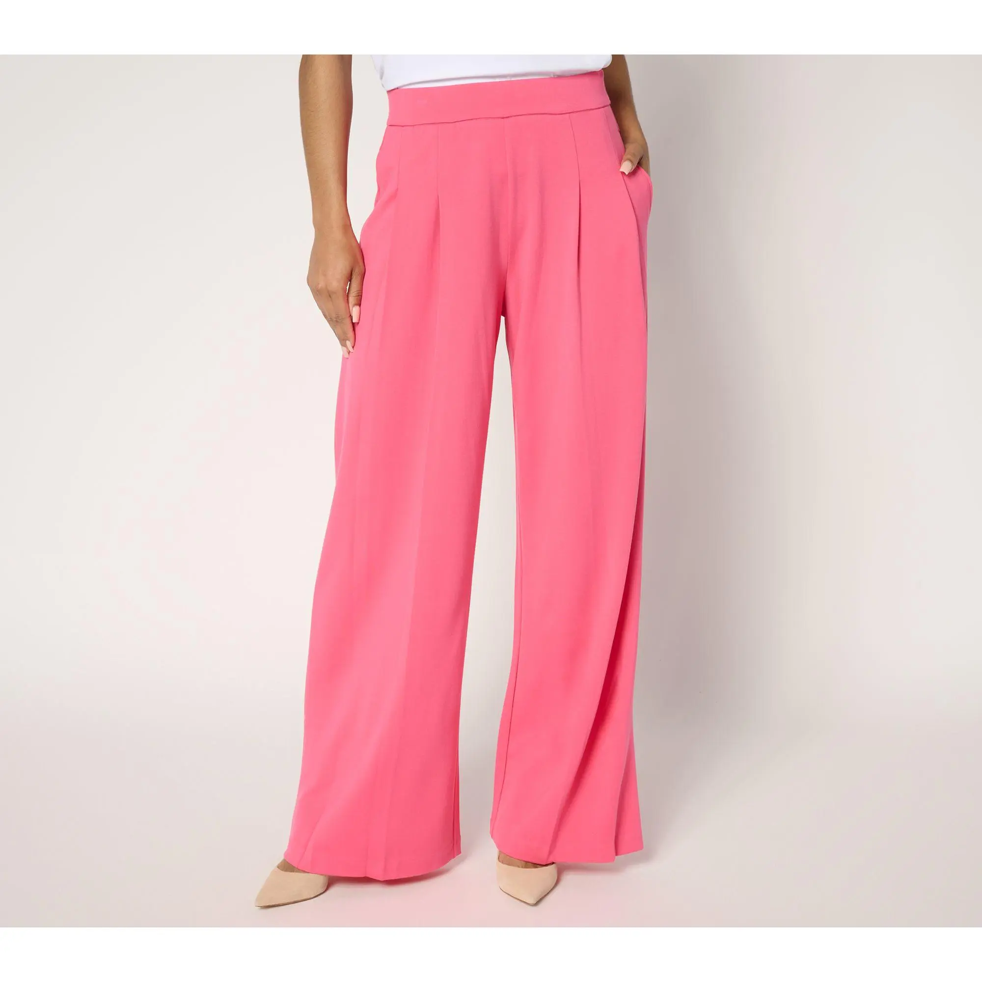 Isaac Mizrahi Live! Petite Sublime Stretch Ponte Wide Leg Pants