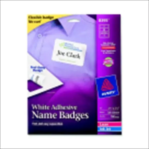 Avery 1054872 Self-Adhesive Name Badge - Plain White, 160-Pack, Laser/Inkjet Print Compatible, Peel-Away Back, Printer Feed Ready, PVC-Free Vinyl Decals