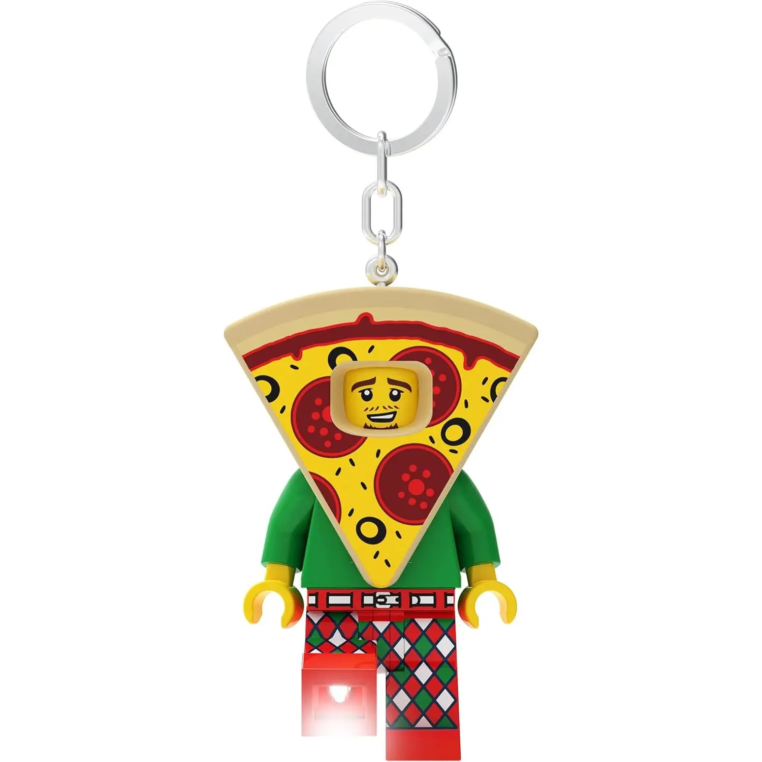 LEGO Large 3 Inch Tall Figure Keychain Light - Pizza Costume Guy (KE176H), Bag charm with LED light