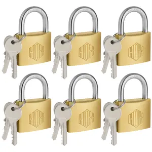 HOX Solid Brass Keyed Different Padlock with 1-9/16-Inch Wide Body, Brass Cylinder - for Hasp Latch, Sheds, Fences, Storage Locker