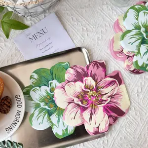 20pcs Colorful Floral Flower Shaped Paper Napkins, Irregular Design, Cute Cocktail Napkins for Table Setting, Wedding Table Decor and Valentine's Day