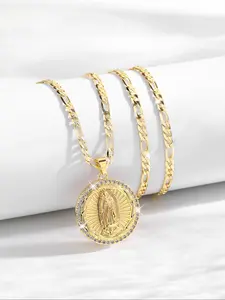 Women's Virgin Guadalupe Medal Pendant Necklace, Elegant Christian Jewelry Gift for All Seasons, Valentine's Day Blessing