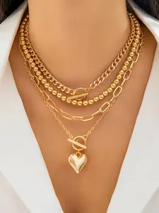 Women's Boho Shell Necklace Set, Dainty necklaces, Dainty Layering Jewelry, Geometric Ot Clasp Short Heart Pendant Jewelry, All-Season Versatile Accessories for Women, Fashionable Jewelry Accessories