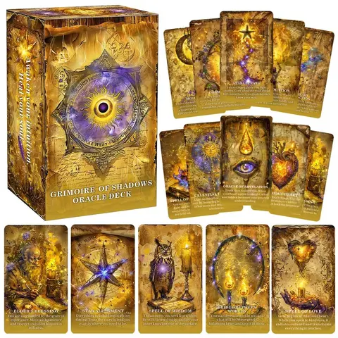 13x8 cm,Grimoire OF Shadows Mystical Oracle Cards Set, Gift, 55 Tarot Cards for Intuition, Emotional Healing, Inspiration, Personal Growth, Compassion, Inner Transformation, Meditation, Balance &, Beginner Friendly Spiritual Guidance Deck