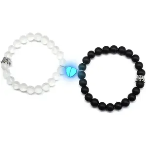 Matching Bracelets for Couples Best Friends Bff, Matching Spider Kitty Bracelet Halloween Christmas Birthday Jewelry Gifts for Women Teen Girls Bestie Gf Bf(luminous)