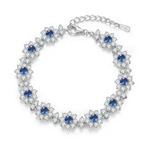 【425F】QuicklyDelivery，NOBonus，Valentine's Flash SunFlower Synthetic Blue Gemstone Bracelet