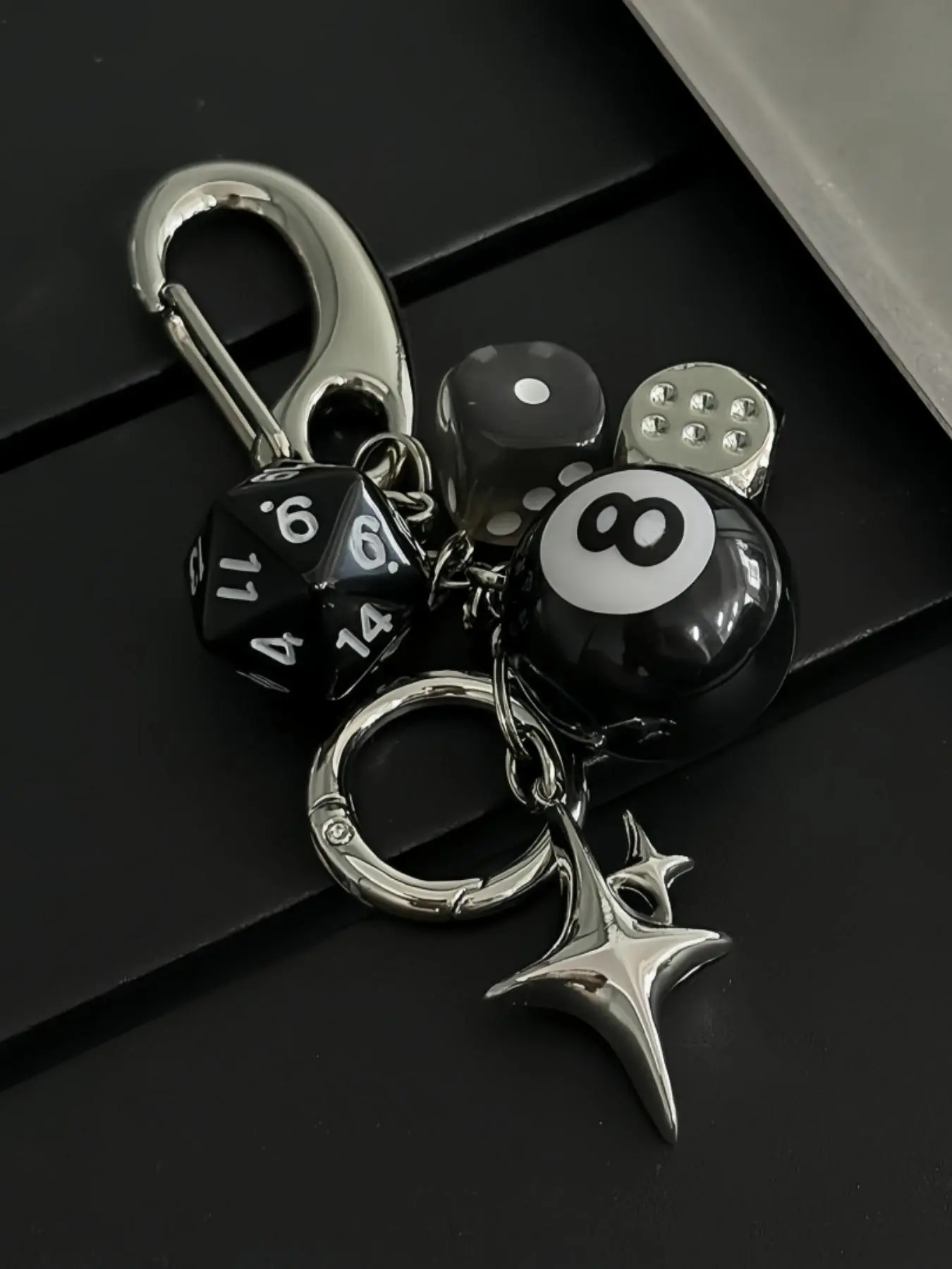 Star & Dice & Billiard Ball Design Keychain, Fashionable Keychain for Car Keys for Women & Men, Trendy All-match Keychain for Birthday Gift, Cool Keychains, Charismatic Keychain, Key Rings
