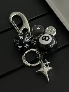 Star & Dice & Billiard Ball Design Keychain, Fashionable Keychain for Car Keys for Women & Men, Trendy All-match Keychain for Birthday Gift, Cool Keychains