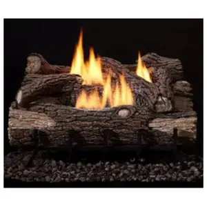 212 MAIN 18 in. Artistic Mountain Oak Refractory Log Set - Vent-Free Wall-Mounted Hearth Decor for Home Rooms, Festive Decoration Supply