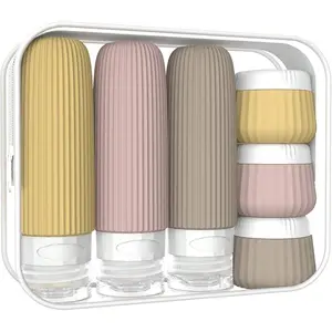 Travel Essentials Set, Tsa Approved Travel Bottles & Reusable Containers Kit, Storage Organizer, Leak-Proof Silicone Refillable Bottles, Must-Have for Boats & Trips