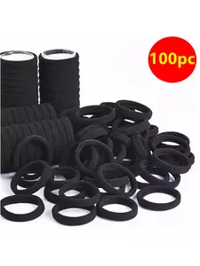 100pcs High Elastic Hair Ties for Thick Curly Hair, Durable Non-Damaging Hair Bands, Unisex Ponytail Holders for All Seasons